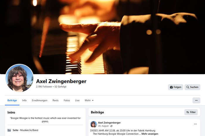 Axels Fanseite auf Facebook